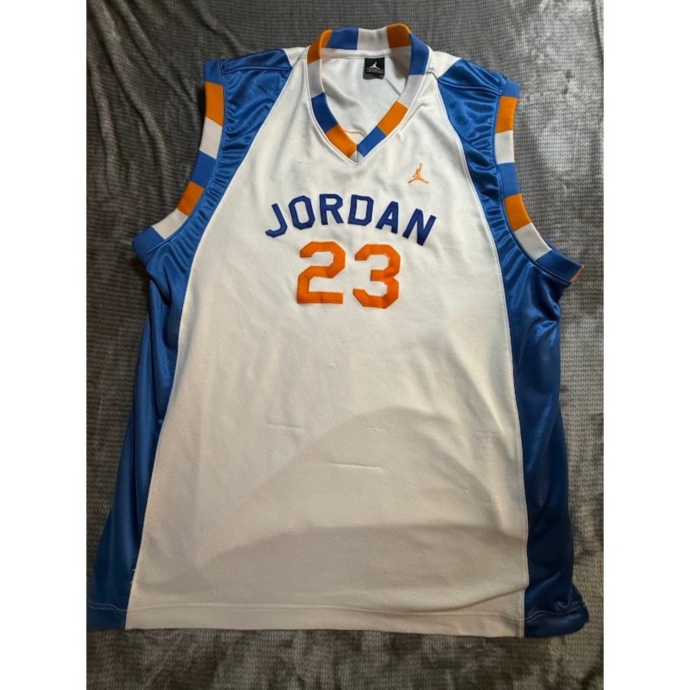 Jordan Brand 23 Basketball Jersey Mens 3XL White‎ Blue Orange Knicks Colorway